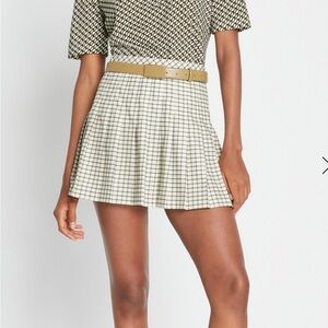 Tory Burch Black and Cream Grid Mini Skirt